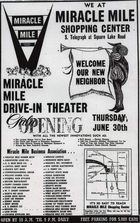 Miracle Mile Drive-In Theatre - Grand Opening Ad June 30 1960